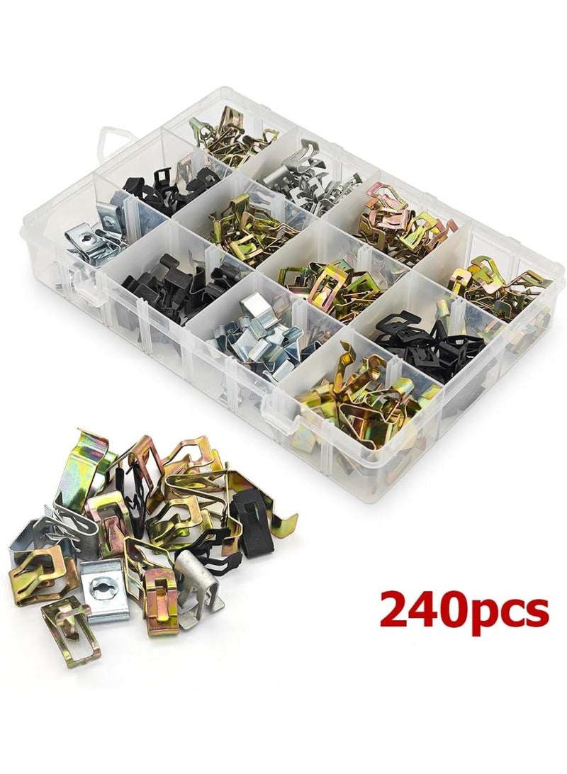 مشابك تزيين لوحة القيادة - 240 قطعة بـ 12 حجمًا من مشابك معدنية، مشابك تشكيل السيارات، استبدال لوحة القيادة لمعظم السيارات - Image 5